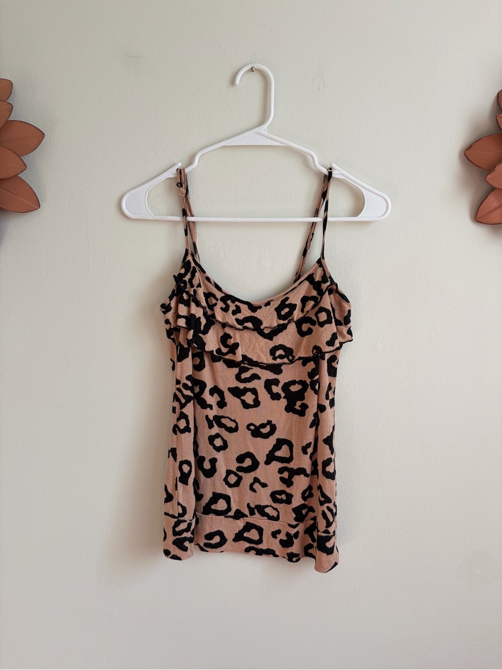 Vintage Y2K Wet Seal leopard print ruffle cami tank top